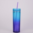Nueva taza de agua de color arco iris degradado taza de paja de plstico doble rectapicture20