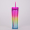 Nueva taza de agua de color arco iris degradado taza de paja de plstico doble rectapicture21