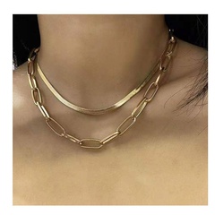 European and American double-layer snake bone box chain necklace