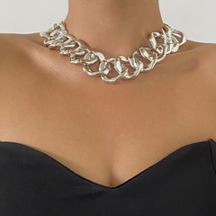 punk style metal aluminum chain necklace hip hop trend geometric single layer clavicle necklace
