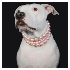 European and American fashion multi-layer pink pearl dog collar cute pet necklace wholesale