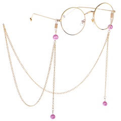 Brillenseil Retro Metall runder großer Rahmen Perlenkette Dekoration
