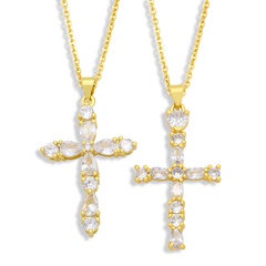 European and American cross necklace full diamond pendant copper necklace