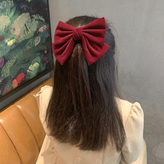 New Hair Accessories Women's Gold Velvet Big Bow Head Clip Personality Ponytail Hairpin Classic Style Spring Clip Factory Direct Sales