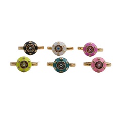 Cross-Border European and American Geometric Zircon Ring Women's Copper Plated Real Gold Drop Oil Multi-Color Devil's Eye Ring DIY