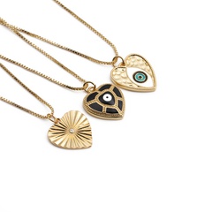Copper zircon heart-shaped pendant necklace retro evil eye necklace jewelry
