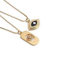 copper plated real gold zircon jewelry retro devil's eye necklace