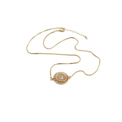 Copper Gold-Plated Geometric Zircon Necklace European and American Pendant Women's New Simple Devil's Eye Necklace Jewelry