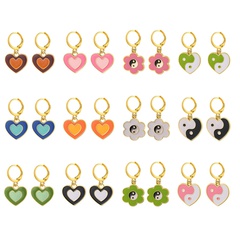 European and American Tai Chi peach heart double layer dripping earrings