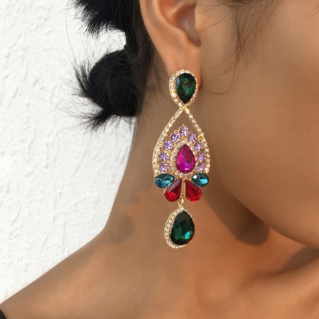 personality diamond-studded long earrings drop-shaped earrings fashion retro creative earrings's discount tags