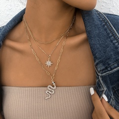 European and American wearing necklace creative multi-pointed star snake-shaped full diamond necklace  retro necklace