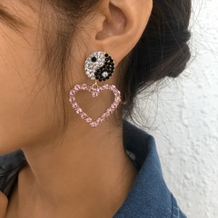 fashion earrings creative full diamond Tai Chi love earrings simple hollow geometric earrings