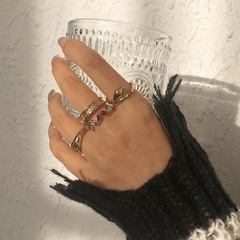 European and American simple diamond ring set niche design snake-shaped geometric retro joint ring