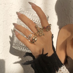 R0699 Cross-Border Exaggerated Personalized Hollow Ring Female Snake-Shaped Diamond-Embedded Graceful and Fashionable Trendy Cool Knuckle Ring 5-Piece Set