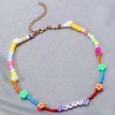 New Color Handmade Beads Letter Necklace European Bohemian Soft Pottery Flower Short Clavicle Chainpicture10