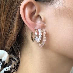new mini round zircon pearl 6 pairs set earrings wholesale