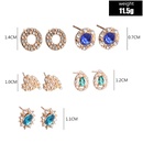 European and American Diamond Drop Round Oval Love Rhinestone Stud Earrings 5 Pairs Setpicture10