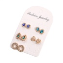 European and American Diamond Drop Round Oval Love Rhinestone Stud Earrings 5 Pairs Setpicture11