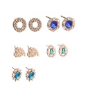 European and American Diamond Drop Round Oval Love Rhinestone Stud Earrings 5 Pairs Setpicture12