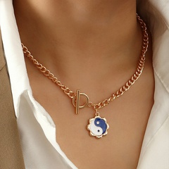new personality alloy dripping oil tai chi necklace creative small flower butterfly necklace