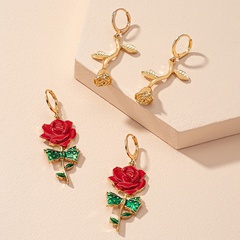 Qingdao Ornament Wholesale Autumn and Winter Earrings Elegant Rose Stud Earrings Women's Korean Retro Flower Earrings Earrings