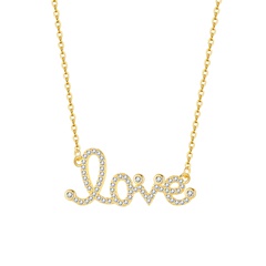2021 Korean fashion niche design love letter copper pendant inlaid zircon clavicle chain