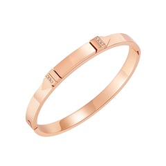 South Korea Fashion Simple Rose Gold Plated Zircon Stainless Steel Bracelet