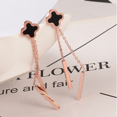 Korean titanium steel color gold jewelry tassel earrings simple rose gold earrings