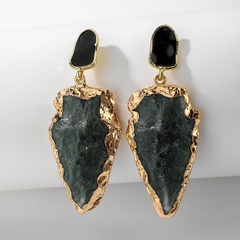 retro green imitation stone drop-shaped earrings