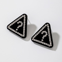 black five-pointed star triangle question mark love heart rhinestone earrings