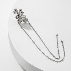 Non-pierced metal texture flower chain tassel ear clip fashion temperament ear bone clip