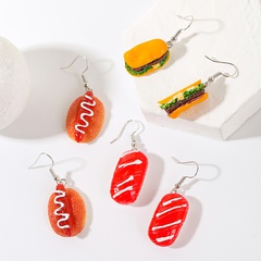 European and American fun resin burger food earrings set creative personality earrings jewelry