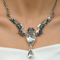 European and American New Vintage Owl Pendant Exaggerated Micro Inlaid Zircon Clavicle Chain Necklace Ornament Wholesale