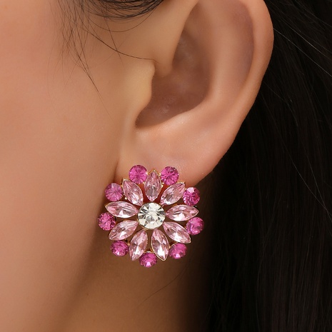 Flower earrings simple full diamond zircon ear jewelry's discount tags