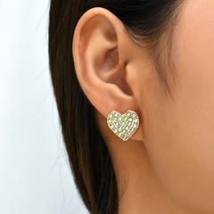 Full diamond ear buckle heart-shaped ear studs fashion cute small fresh