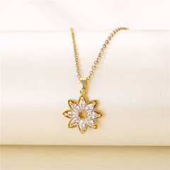 creative sun flower necklace fashion titanium steel flower pendant zircon clavicle chain jewelry