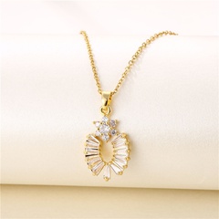 European and American zircon pendant titanium steel geometric flower necklace clavicle chain jewelry