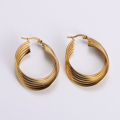 multi-layer geometric earrings wholesale stainless steel golden twisted earrings