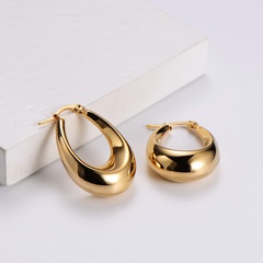 personality drop-shaped electroplating real gold stainless steel hollow earrings