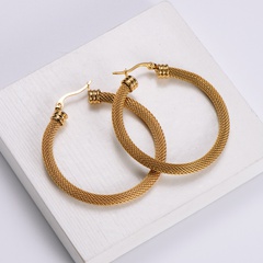 AML Titanium Steel 18K Furnace Real Gold Plating Women's Personality Geometry round Mesh Earrings Weiya Line Ear Ring