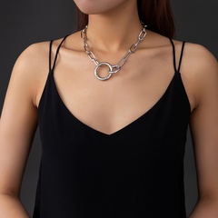 wholesale retro short necklace creative white metal geometric buckle clavicle chain wholesale
