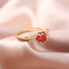 European and American new rose gold ring red zircon kitten opening cute animal single ring