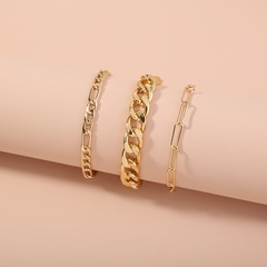 European and American Style Cross-Border Sold Jewelry Exaggerated Personalized Simple Retro Alloy Bracelet Metal Plaid Chain Multi-Layer Bracelet