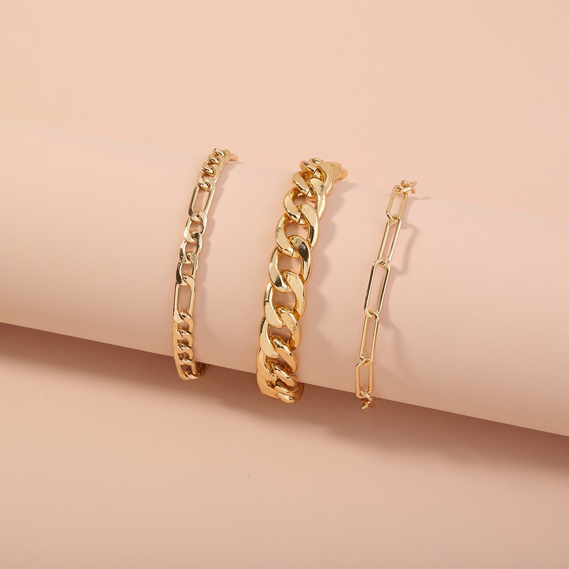 European and American Style CrossBorder Sold Jewelry Exaggerated Personalized Simple Retro Alloy Bracelet Metal Plaid Chain MultiLayer Bracelet