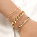 European and American Style CrossBorder Sold Jewelry Exaggerated Personalized Simple Retro Alloy Bracelet Metal Plaid Chain MultiLayer Braceletpicture7
