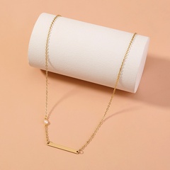 European and American simple clavicle chain female freshwater pearl metal geometric pendant necklace