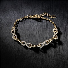 European and American copper plated real gold zircon infinity jewelry bracelet