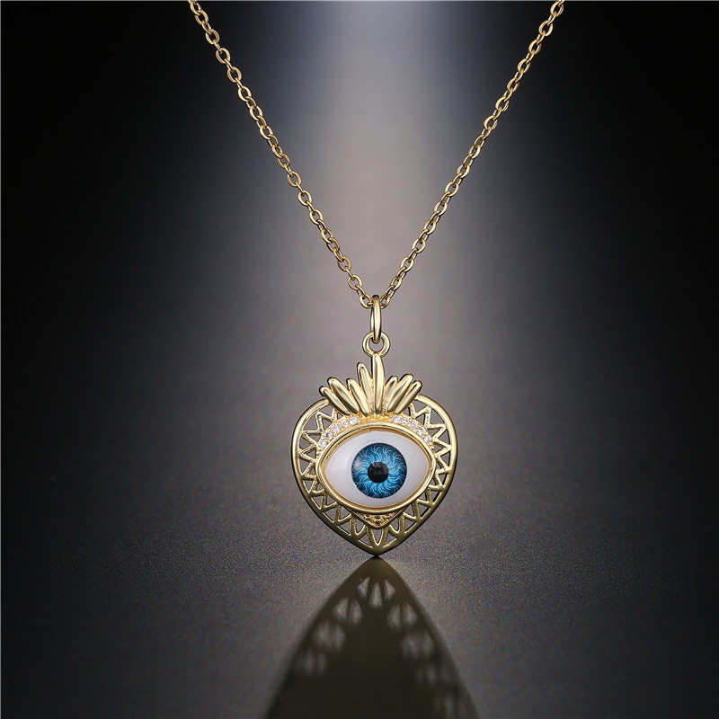 Aogu CrossBorder Supply Hot Sale in Europe and America Fruit Shape Blue Eyes Pendant Necklace Real Gold Plated Copper Necklace