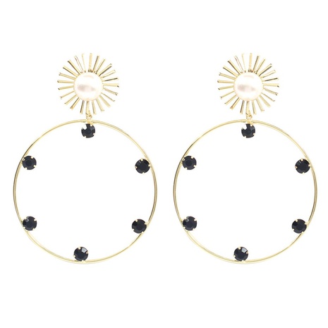 Pearl Circle Diamond Earrings Wholesale  NHMD465337's discount tags