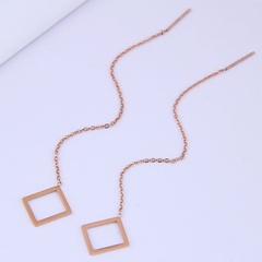 Korean fashion long earrings simple geometric square titanium steel personalized earrings